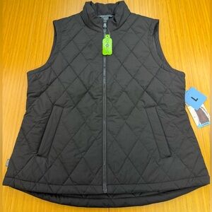 Free Country Women's Lightweight Zip Up Quilted Vest w/ Pockets Large Black